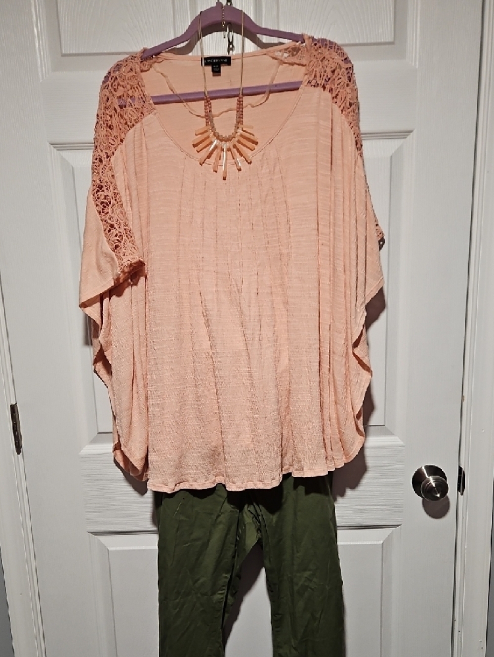 Lane Bryant Peach Crochet-Shoulder Tunic